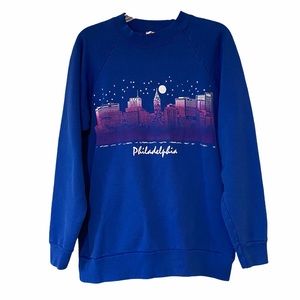 Vintage Philadelphia Royal Blue Philly Skyline Crewneck Sweatshirt